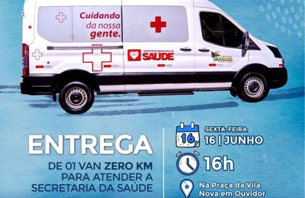 O prefeito Cebinha Nascimento, em nome da Prefeitura de Ouvidor, convida você e sua família para a entrega de 01 Van zero Km para atender as necessidades da Saúde no transporte regional de pacientes.
