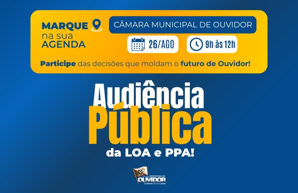Convite para audiência pública para elaboração do Plano Plurianual (PPA)